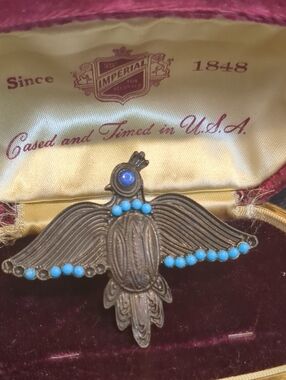 Vintage Bird Ring with Blue Beads